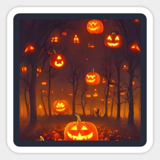 Pumpkin Jack O Lanterns in the Horror Woods Scary Pumpkins Sticker